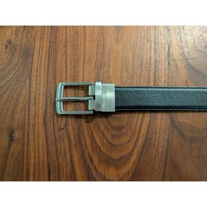 Men's Black Adjustable Silvertone Buckle Casual Classic Dress Belt Small